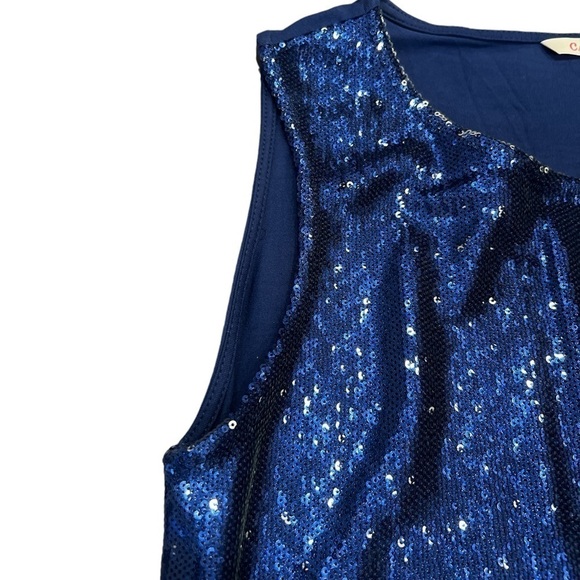 Camaieu Sequenced Midnight Blue Women Top - Picture 2 of 9